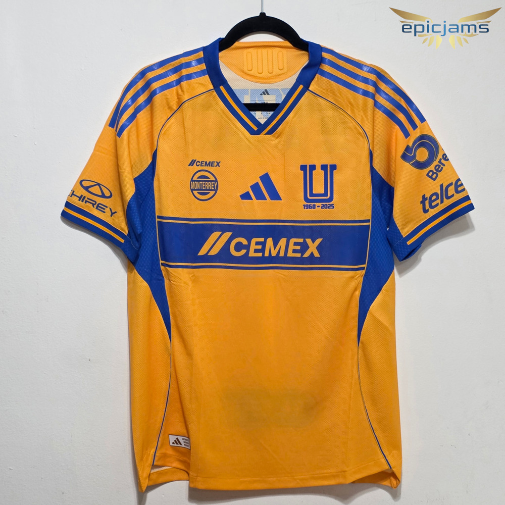 adidas Tigres UANL 25/26 Home Authentic Soccer Jersey JJ2217 Yellow Men's Sz M